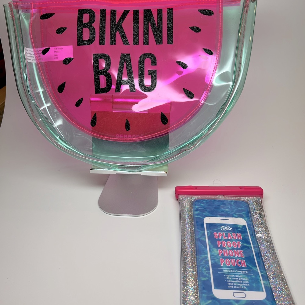 Watermelon shaped Bikini Bag and Splash Proof phone Pouch. iPhone or Android.